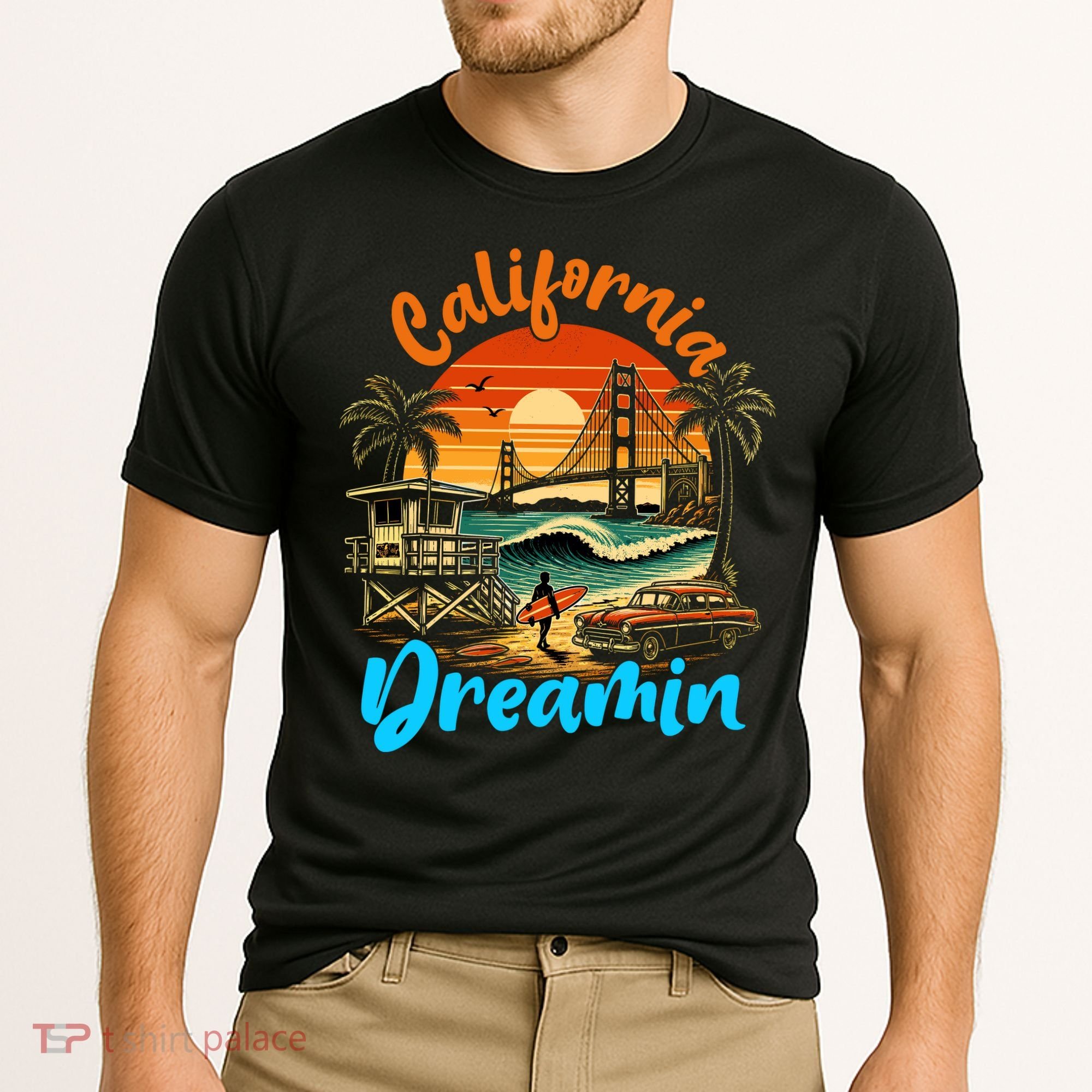 Retro California Vintage West Coast Cali Sunset Cooling Performance Crew T-Shirt