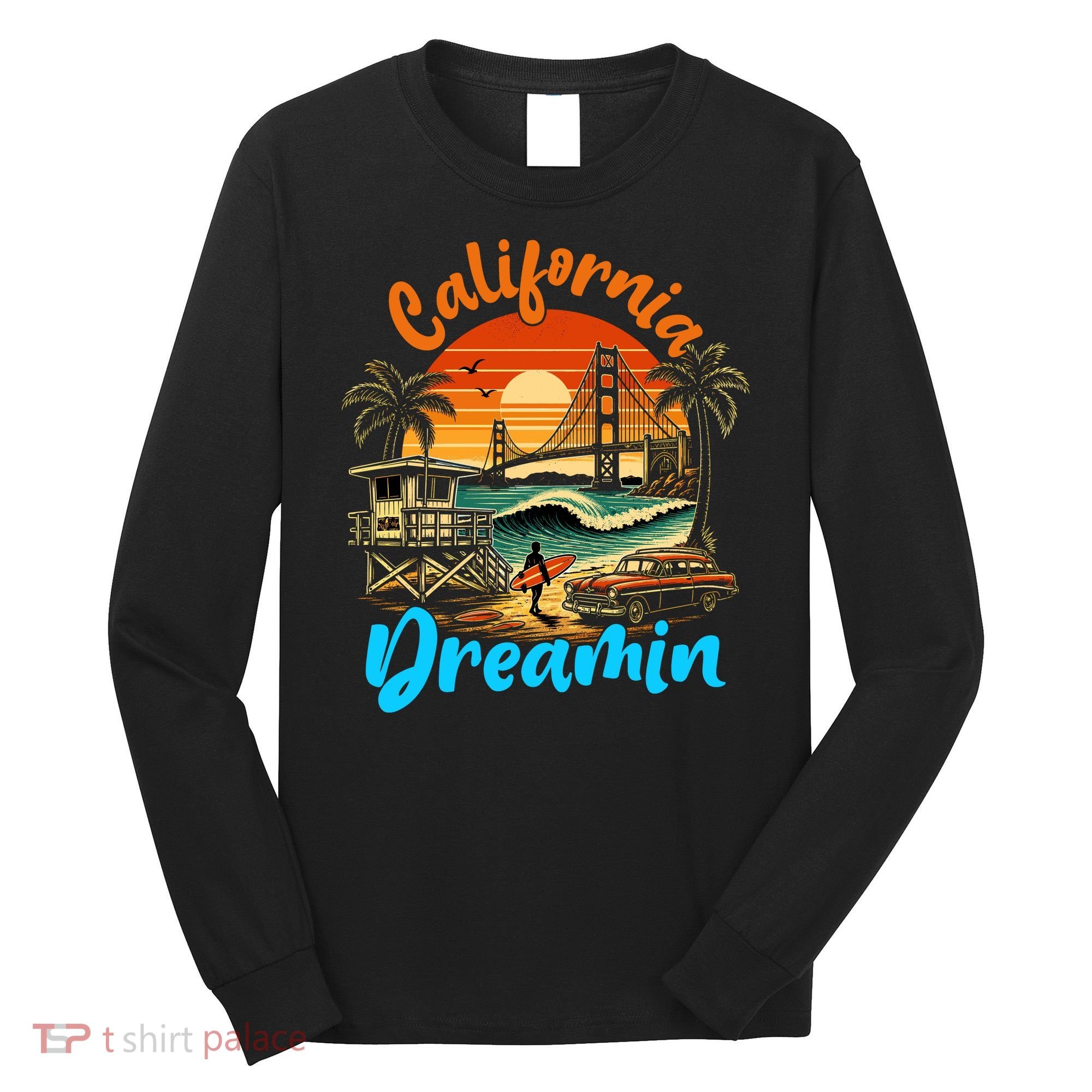 Retro California Vintage West Coast Cali Sunset Long Sleeve Shirt