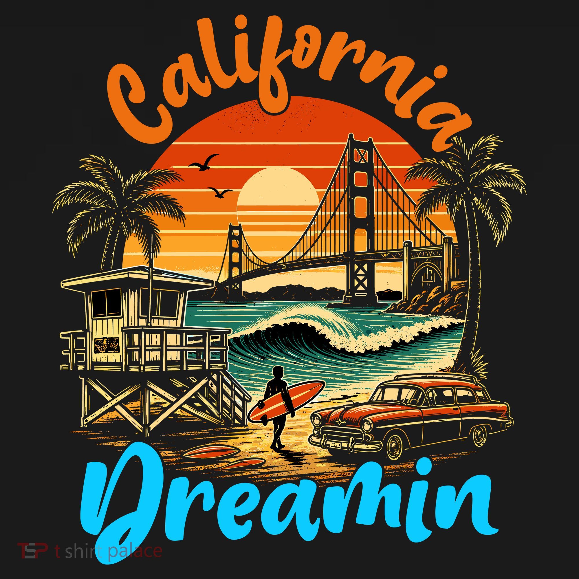 Retro California Vintage West Coast Cali Sunset Long Sleeve Shirt