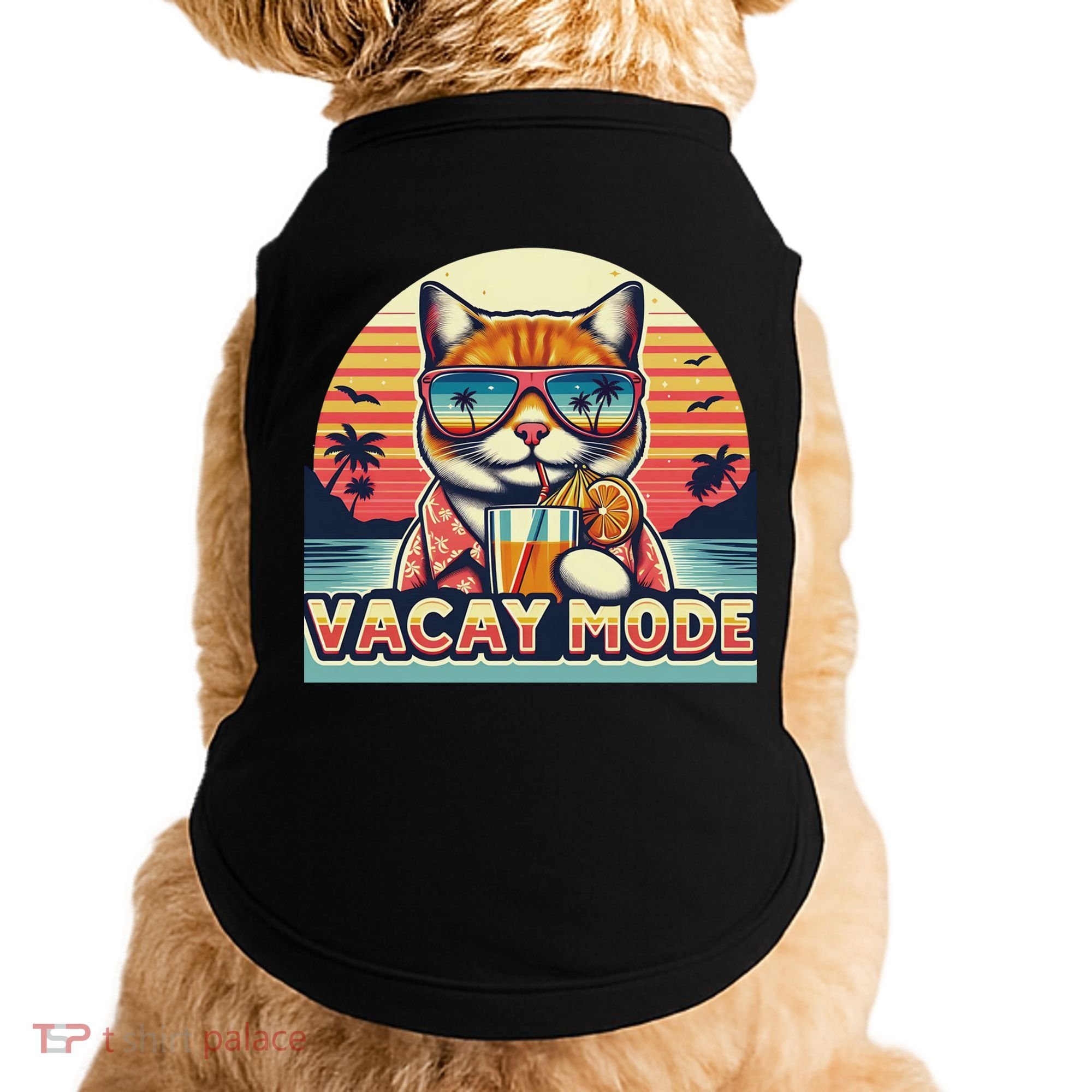 Retro Cat Vacation Summer Family Beach Trip Vacay Mode Ocean Great Gift Doggie Tank