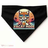 Retro Cat Vacation Summer Family Beach Trip Vacay Mode Ocean Great Gift USA-Made Doggie Bandana thumb 0