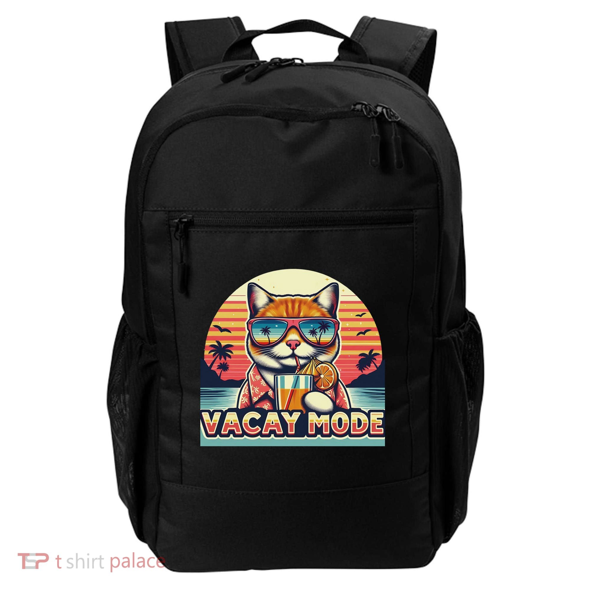 Retro Cat Vacation Summer Family Beach Trip Vacay Mode Ocean Great Gift Backpack
