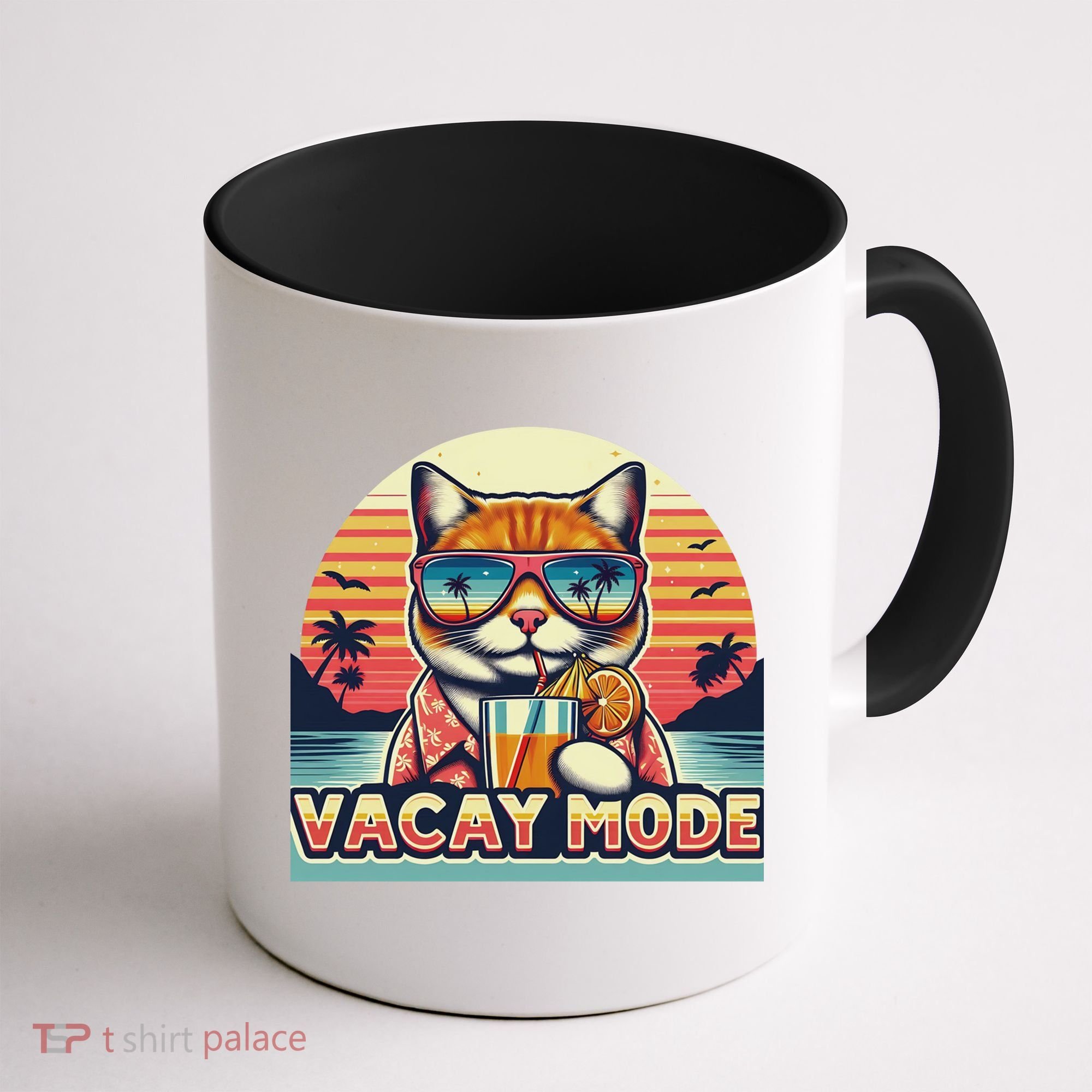 Retro Cat Vacation Summer Family Beach Trip Vacay Mode Ocean Great Gift Coffee Mug