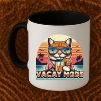 Retro Cat Vacation Summer Family Beach Trip Vacay Mode Ocean Great Gift Coffee Mug thumb 2
