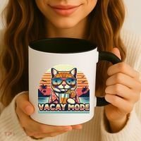 Retro Cat Vacation Summer Family Beach Trip Vacay Mode Ocean Great Gift Coffee Mug thumb 3