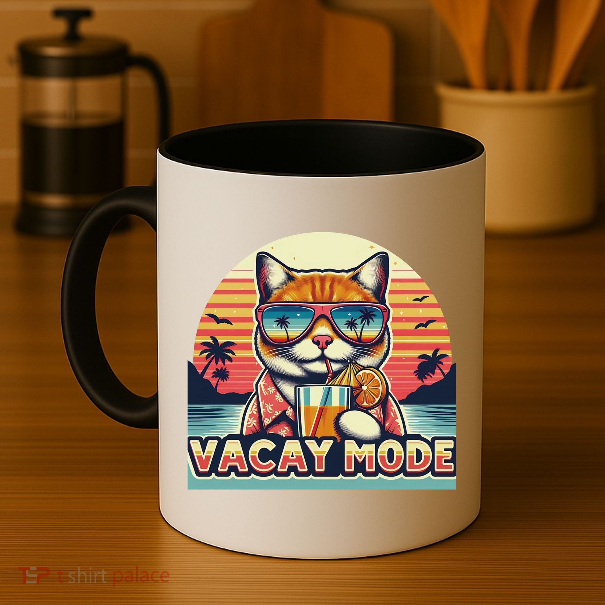 Retro Cat Vacation Summer Family Beach Trip Vacay Mode Ocean Great Gift Coffee Mug