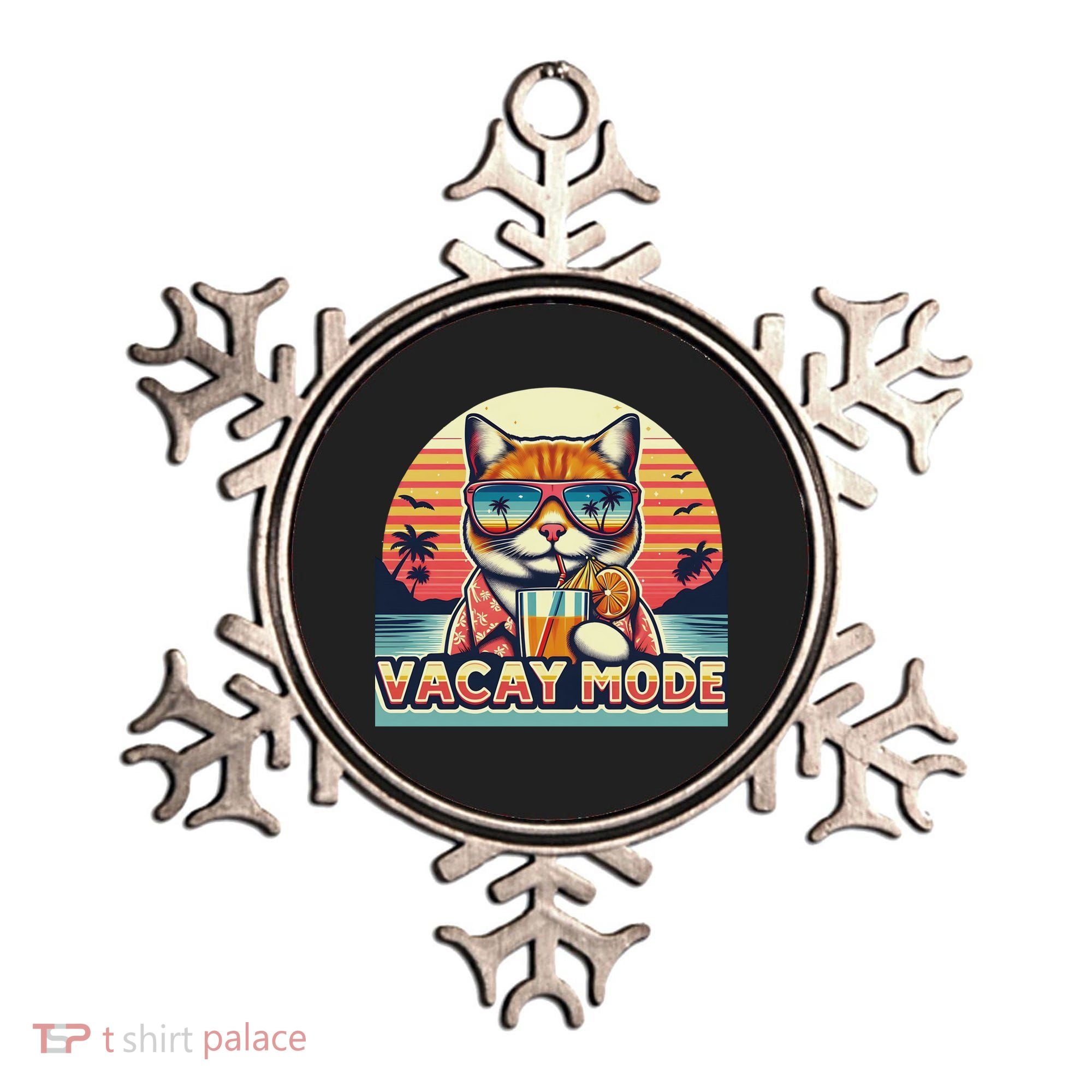 Retro Cat Vacation Summer Family Beach Trip Vacay Mode Ocean Great Gift Ornament