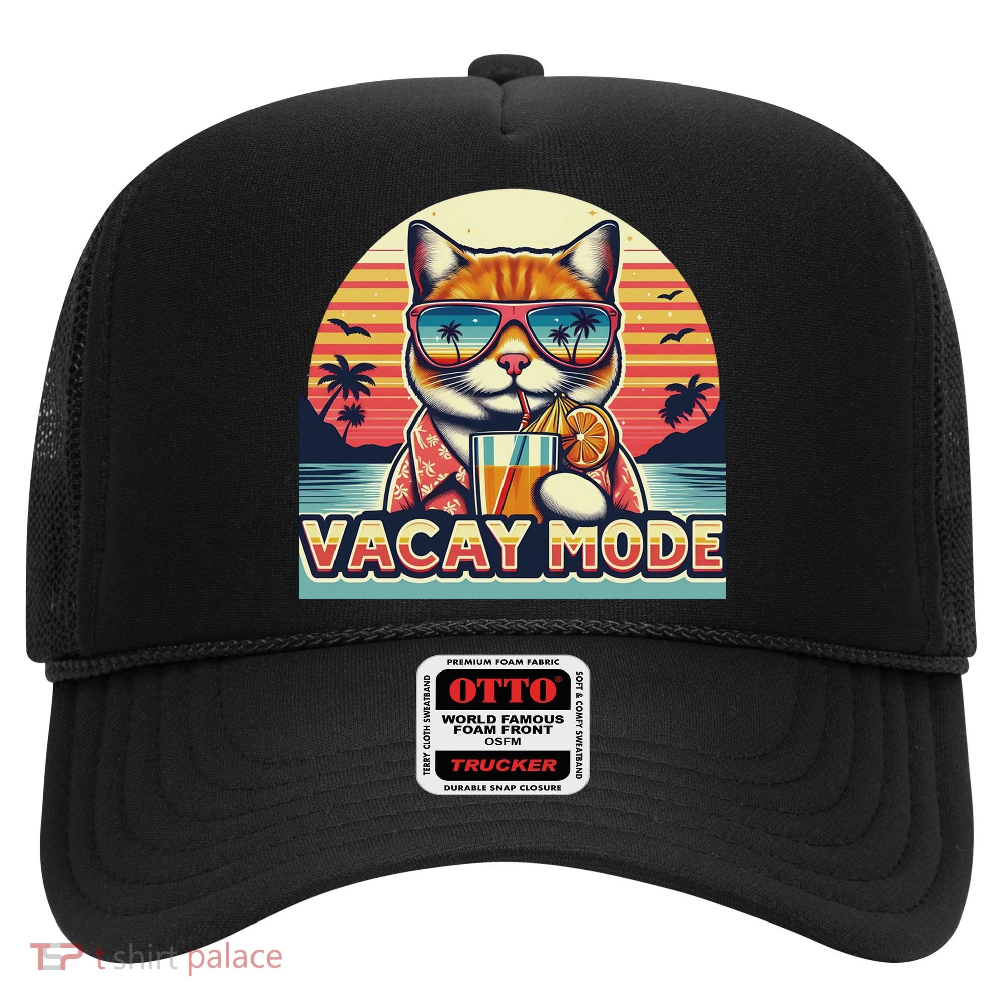 Retro Cat Vacation Summer Family Beach Trip Vacay Mode Ocean Great Gift Hat