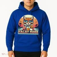 Retro Cat Vacation Summer Family Beach Trip Vacay Mode Ocean Great Gift Hoodie thumb 2