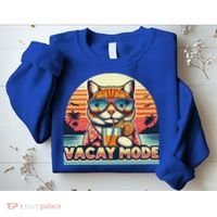 Retro Cat Vacation Summer Family Beach Trip Vacay Mode Ocean Great Gift Sweatshirt thumb 2