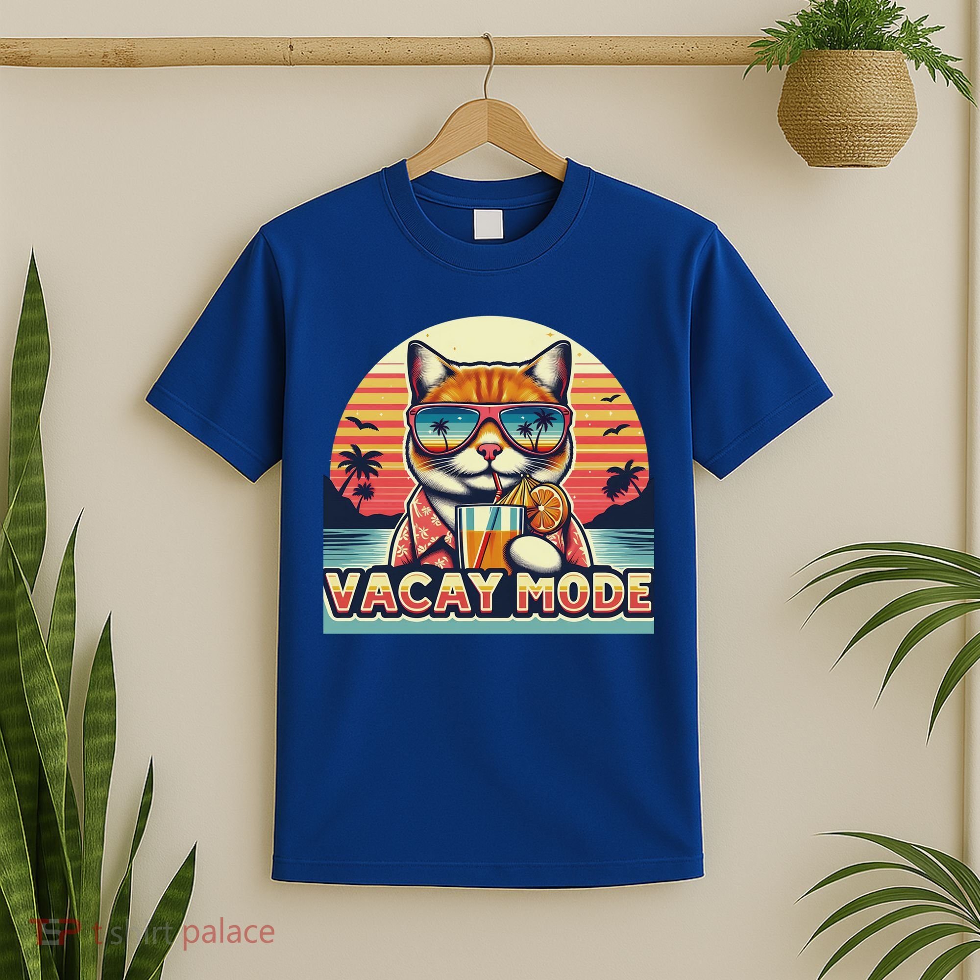 Retro Cat Vacation Summer Family Beach Trip Vacay Mode Ocean Great Gift T-Shirt
