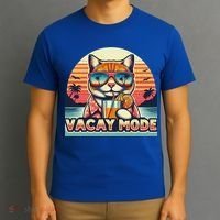 Retro Cat Vacation Summer Family Beach Trip Vacay Mode Ocean Great Gift T-Shirt thumb 3