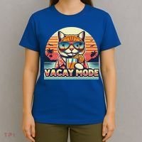 Retro Cat Vacation Summer Family Beach Trip Vacay Mode Ocean Great Gift T-Shirt thumb 4