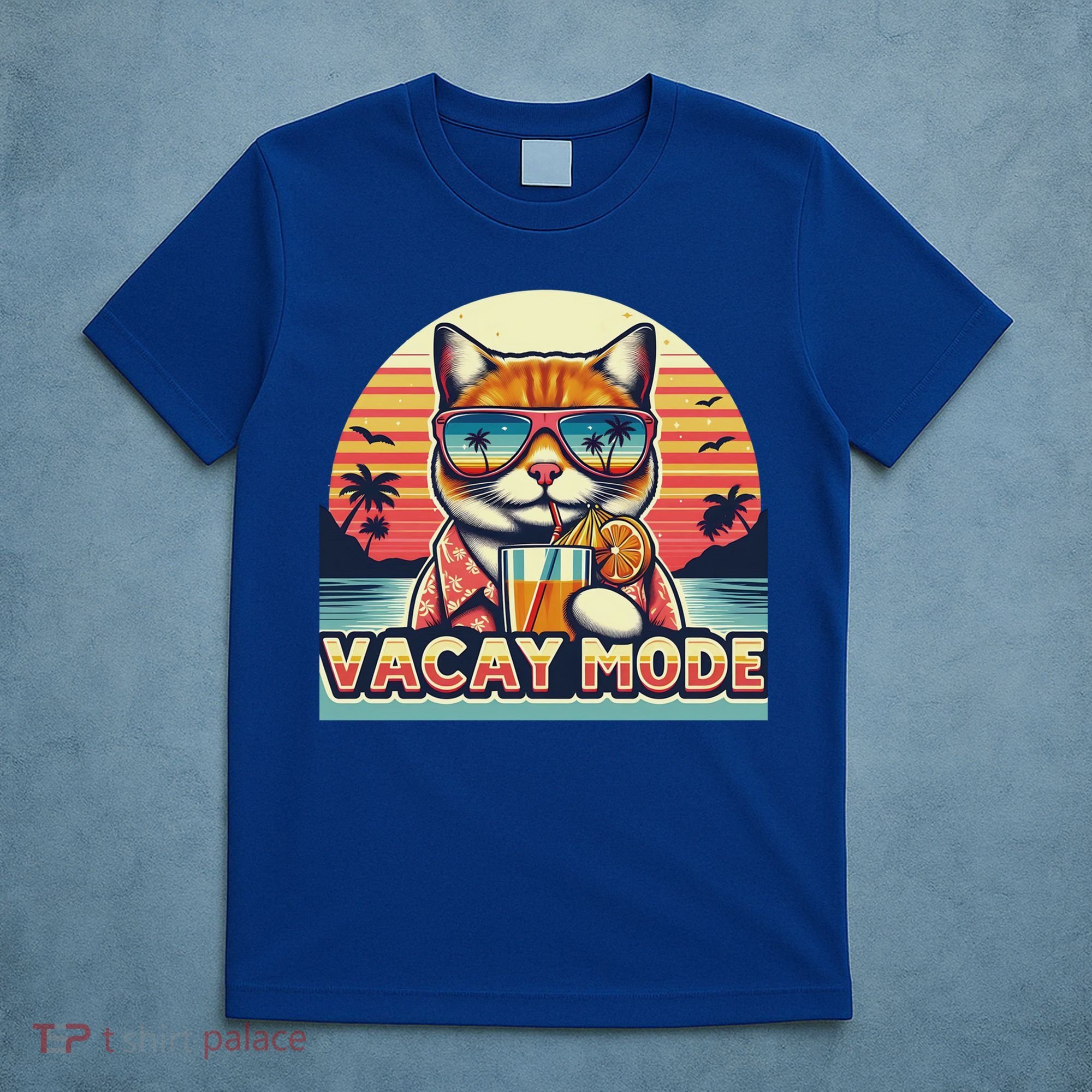 Retro Cat Vacation Summer Family Beach Trip Vacay Mode Ocean Great Gift T-Shirt