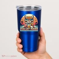 Retro Cat Vacation Summer Family Beach Trip Vacay Mode Ocean Great Gift Tumbler thumb 2