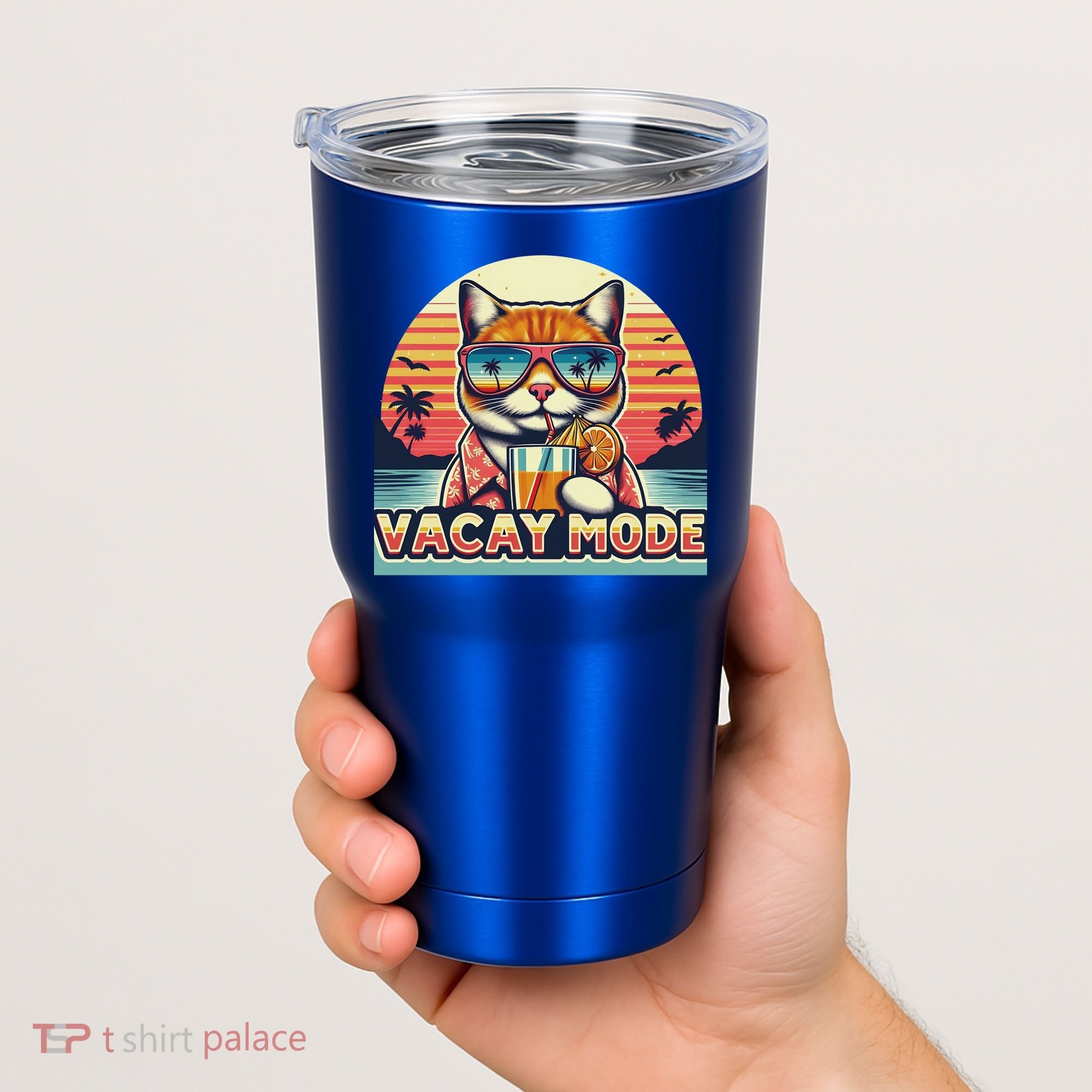 Retro Cat Vacation Summer Family Beach Trip Vacay Mode Ocean Great Gift Tumbler