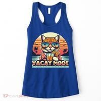 Retro Cat Vacation Summer Family Beach Trip Vacay Mode Ocean Great Gift Women's Tank Top thumb 0