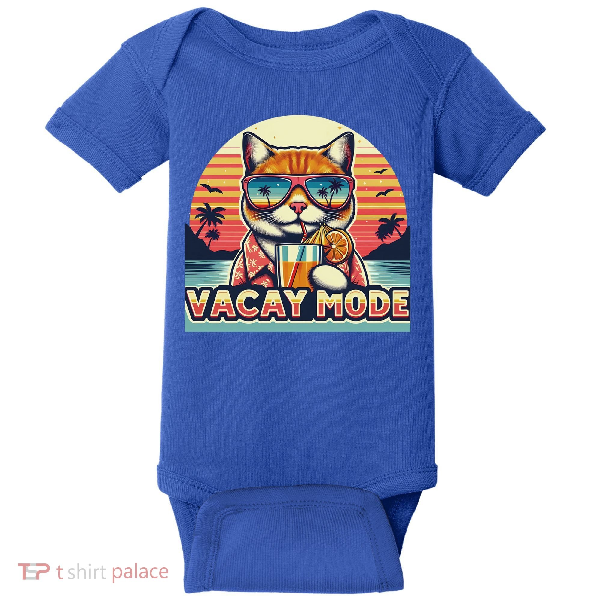 Retro Cat Vacation Summer Family Beach Trip Vacay Mode Ocean Great Gift Baby Bodysuit