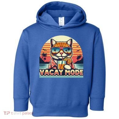 Retro Cat Vacation Summer Family Beach Trip Vacay Mode Ocean Great Gift Toddler Hoodie