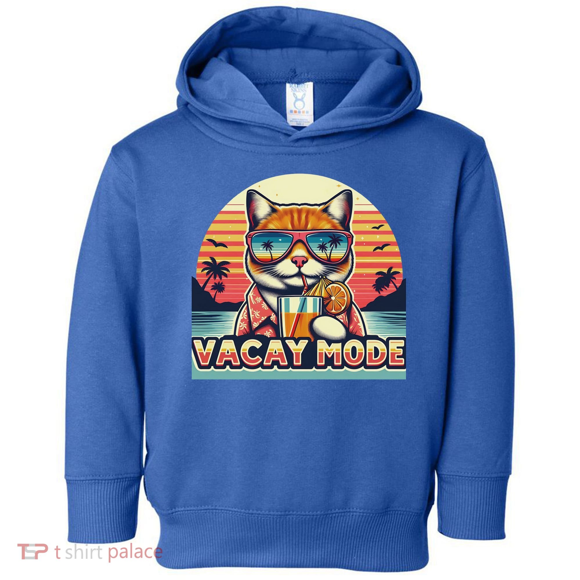 Retro Cat Vacation Summer Family Beach Trip Vacay Mode Ocean Great Gift Toddler Hoodie