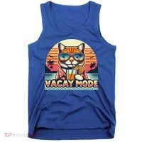 Retro Cat Vacation Summer Family Beach Trip Vacay Mode Ocean Great Gift Tank Top thumb 0