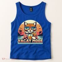 Retro Cat Vacation Summer Family Beach Trip Vacay Mode Ocean Great Gift Tank Top thumb 2