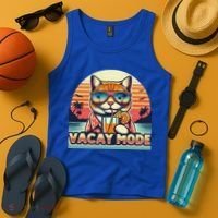 Retro Cat Vacation Summer Family Beach Trip Vacay Mode Ocean Great Gift Tank Top thumb 4