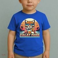 Retro Cat Vacation Summer Family Beach Trip Vacay Mode Ocean Great Gift Toddler T-Shirt thumb 2
