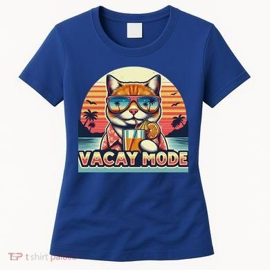 Retro Cat Vacation Summer Family Beach Trip Vacay Mode Ocean Great Gift Women's T-Shirt