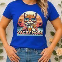 Retro Cat Vacation Summer Family Beach Trip Vacay Mode Ocean Great Gift Women's T-Shirt thumb 2