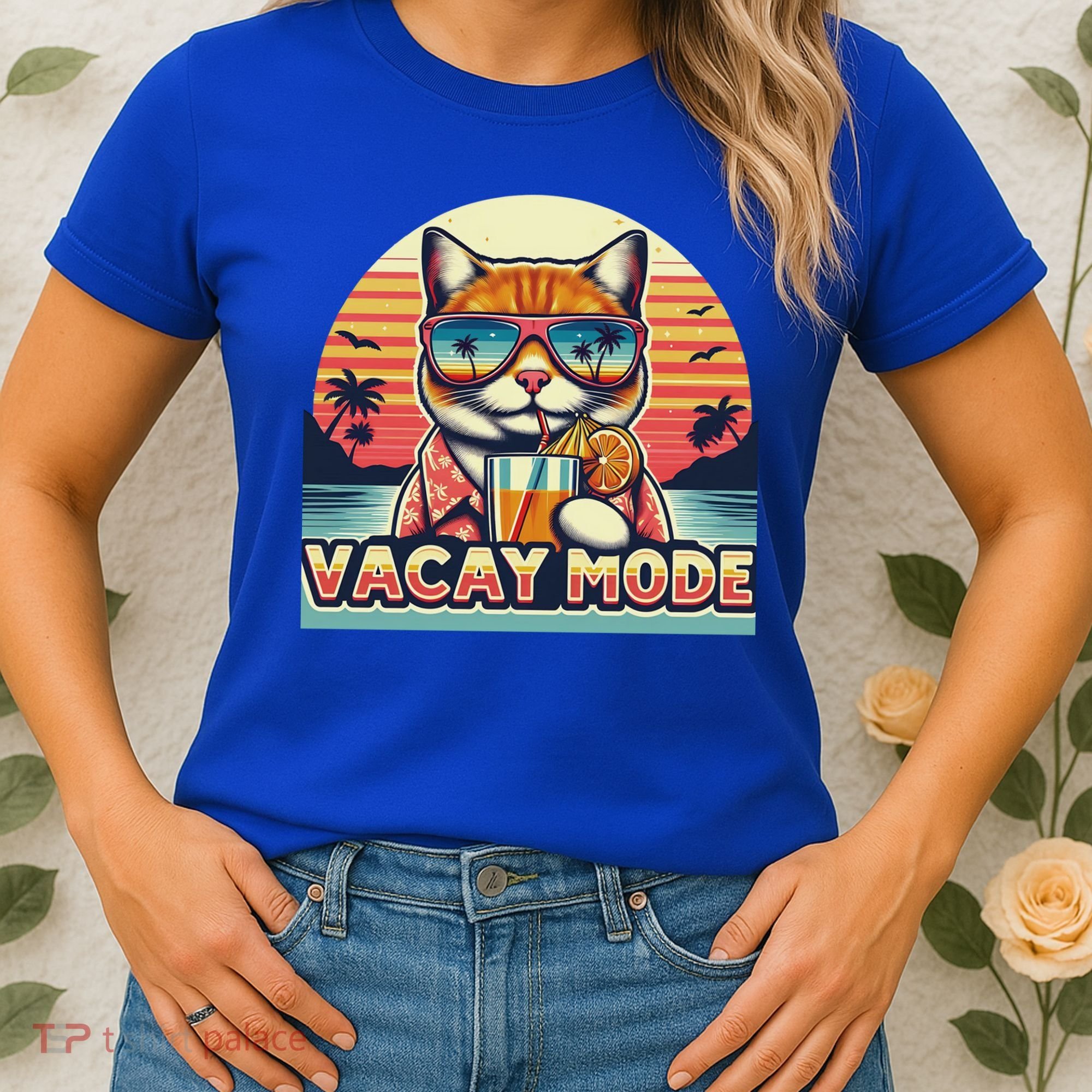 Retro Cat Vacation Summer Family Beach Trip Vacay Mode Ocean Great Gift Women's T-Shirt