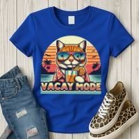 Retro Cat Vacation Summer Family Beach Trip Vacay Mode Ocean Great Gift Women's T-Shirt thumb 3