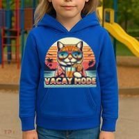 Retro Cat Vacation Summer Family Beach Trip Vacay Mode Ocean Great Gift Kids Hoodie thumb 3