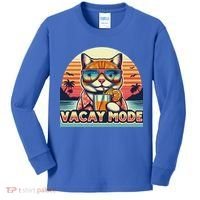 Retro Cat Vacation Summer Family Beach Trip Vacay Mode Ocean Great Gift Kids Long Sleeve Shirt thumb 0
