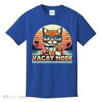 Retro Cat Vacation Summer Family Beach Trip Vacay Mode Ocean Great Gift Kids T-Shirt thumb 0