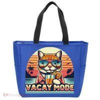 Retro Cat Vacation Summer Family Beach Trip Vacay Mode Ocean Great Gift Tote Bag thumb 0