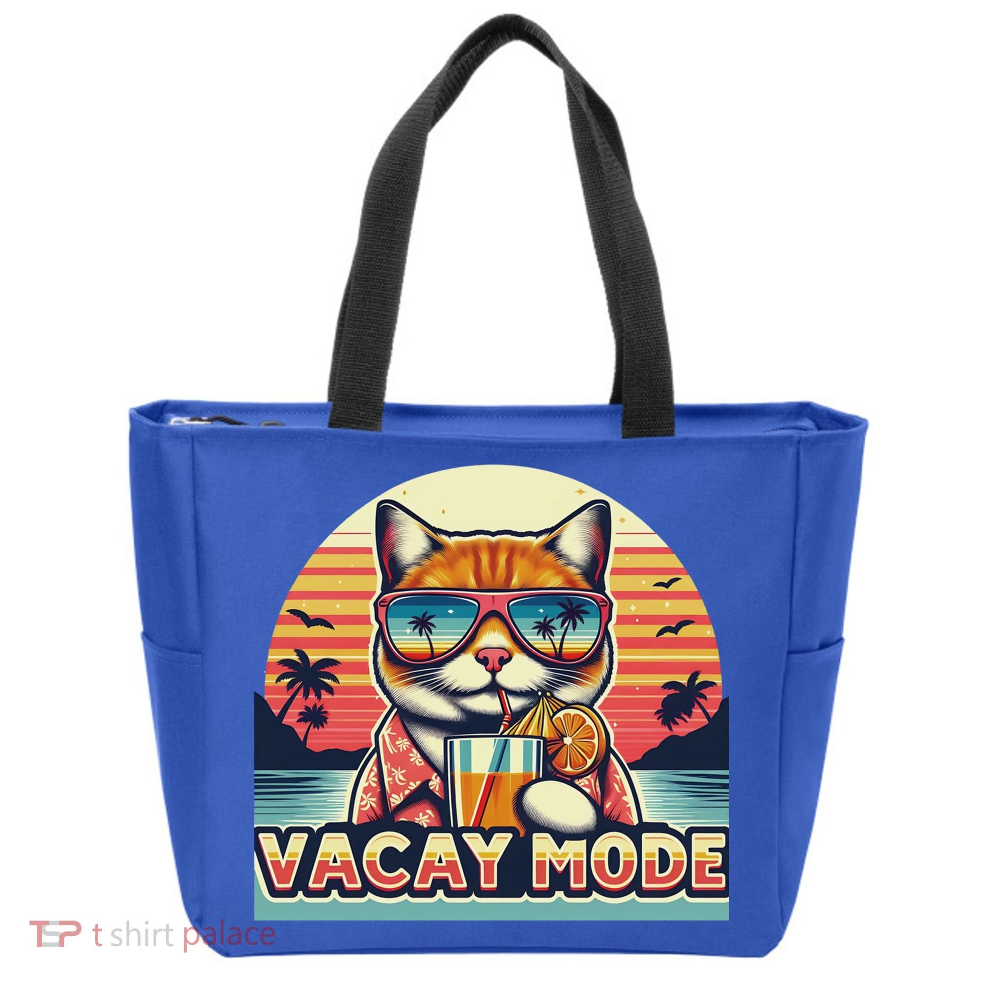 Retro Cat Vacation Summer Family Beach Trip Vacay Mode Ocean Great Gift Tote Bag