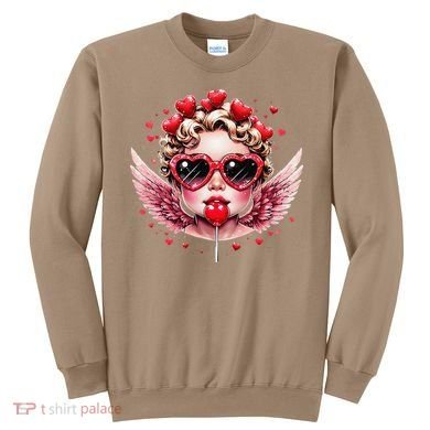 Retro Cupid Valentine Day Cute Vintage Cupid Blowing Bubble Sweatshirt
