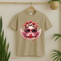 Retro Cupid Valentine Day Cute Vintage Cupid Blowing Bubble T-Shirt thumb 2