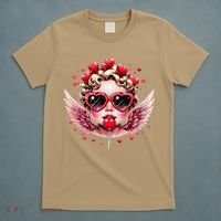 Retro Cupid Valentine Day Cute Vintage Cupid Blowing Bubble T-Shirt thumb 5