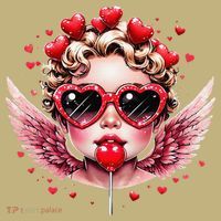 Retro Cupid Valentine Day Cute Vintage Cupid Blowing Bubble T-Shirt thumb 7