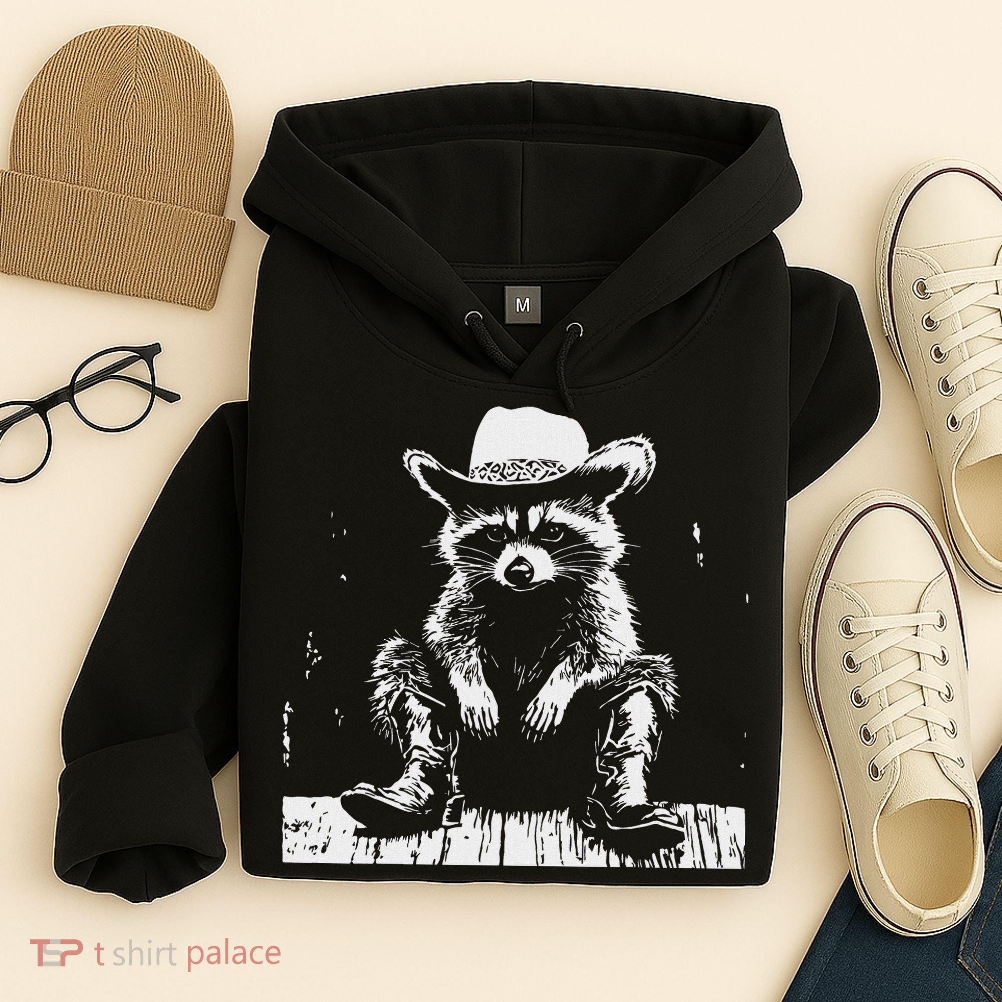 Raccoon Cowboy Western Hoodie