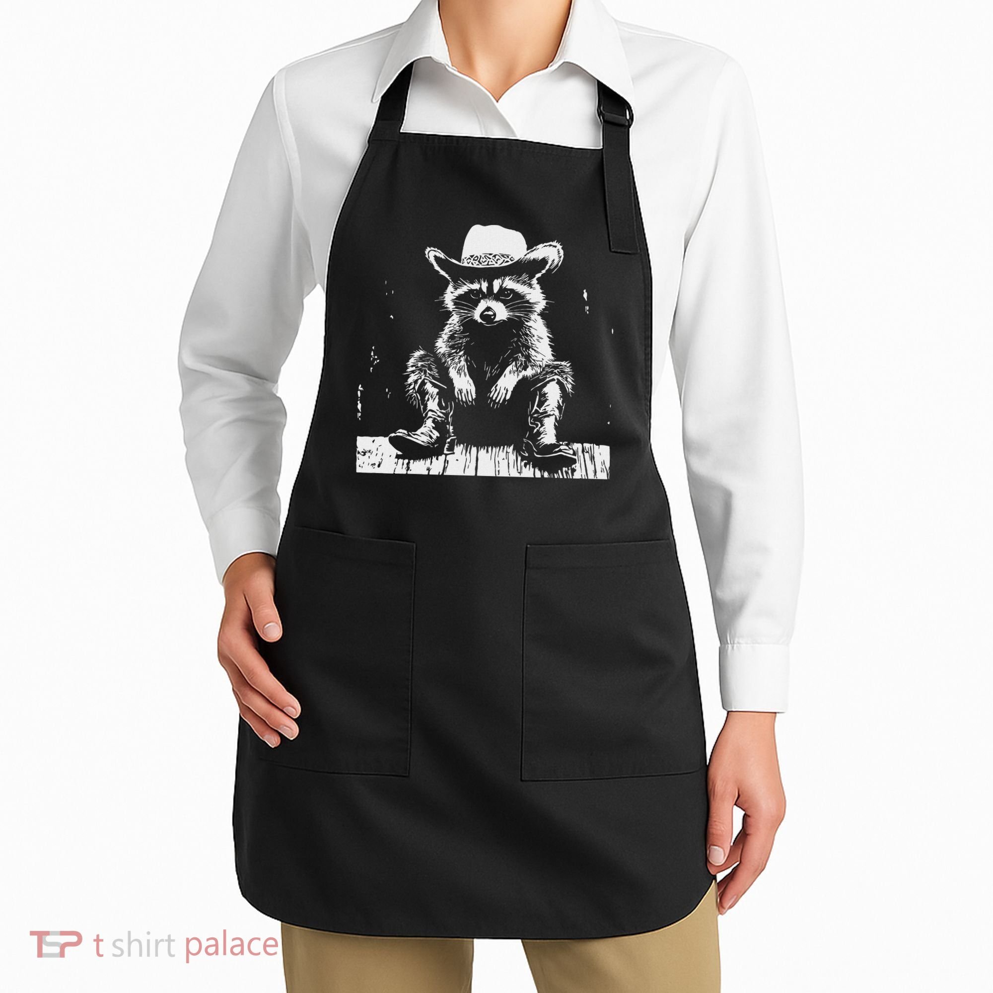 Raccoon Cowboy Western Apron