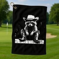 Raccoon Cowboy Western Golf Towel thumb 1