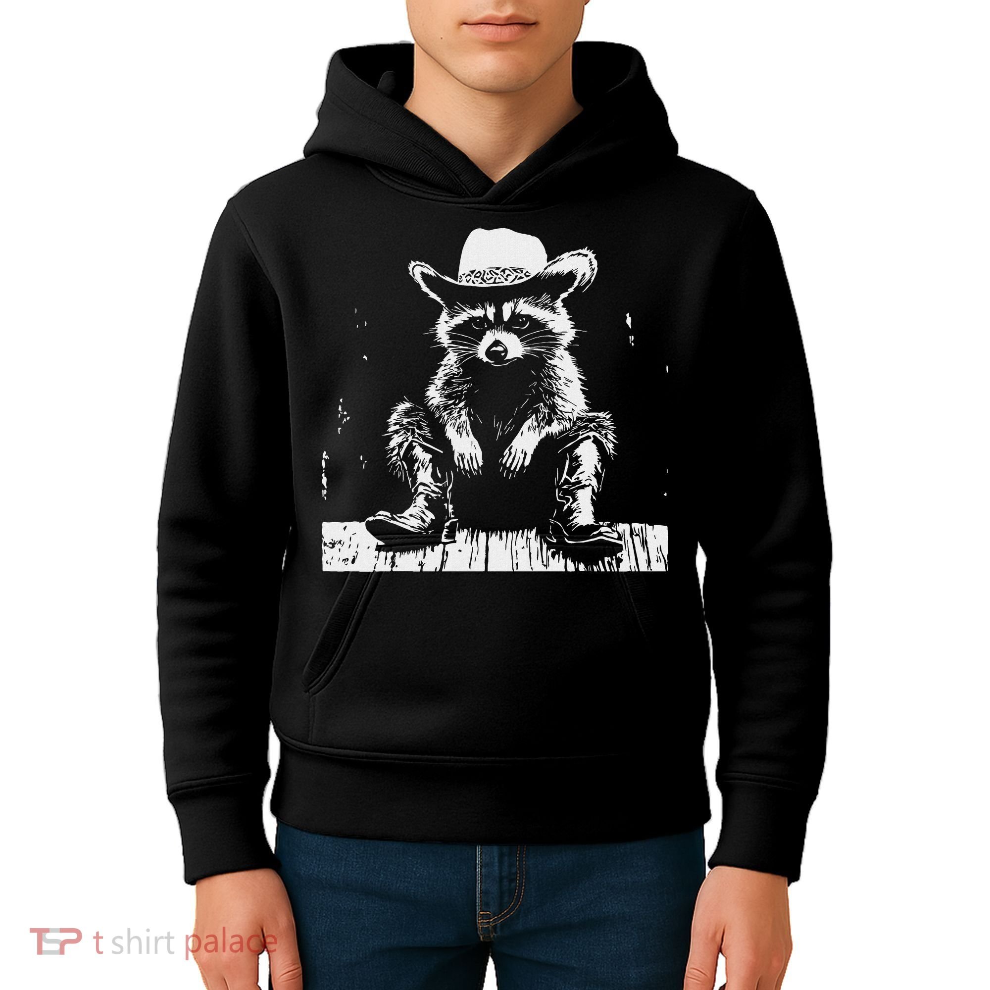 Raccoon Cowboy Western Kids Hoodie