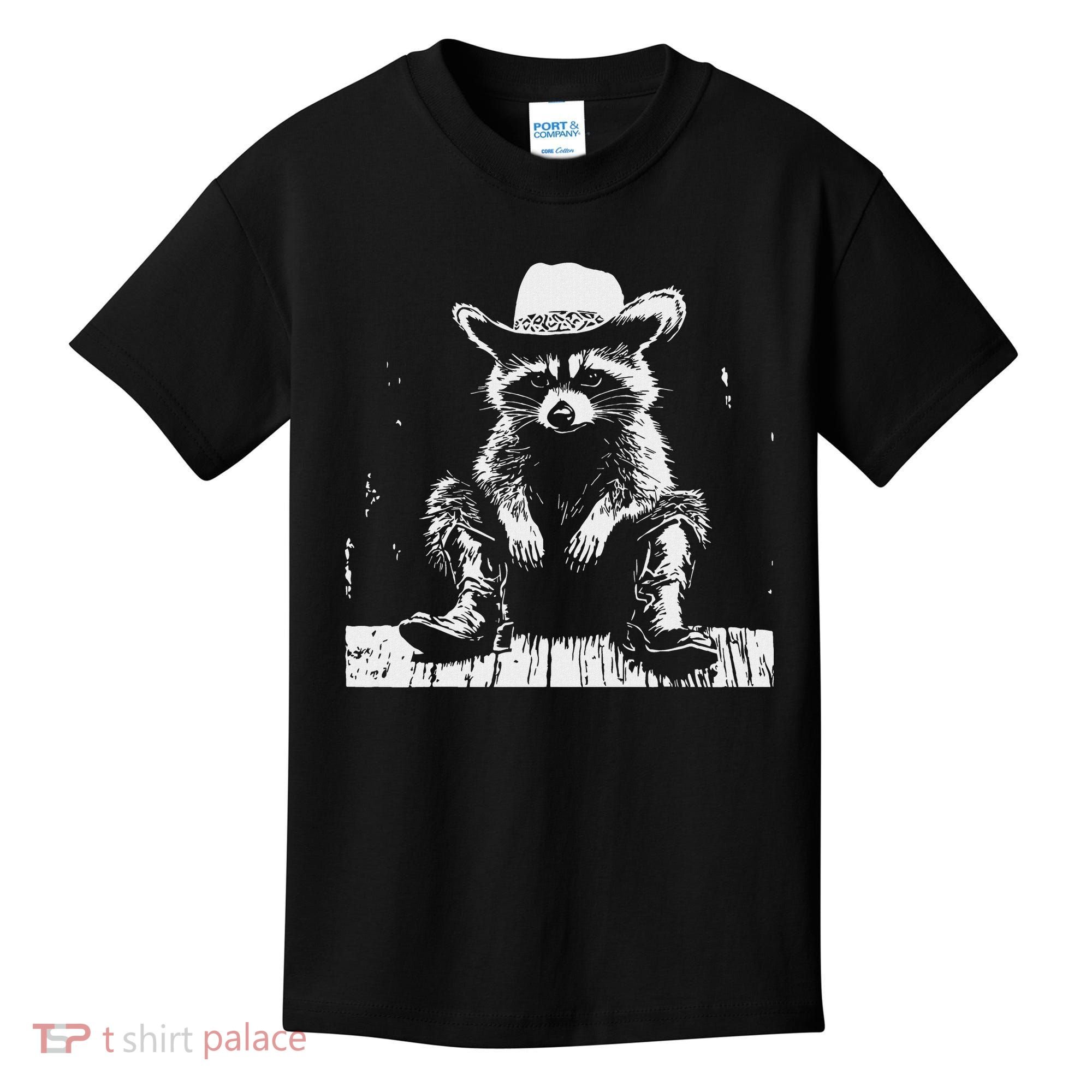 Raccoon Cowboy Western Kids T-Shirt