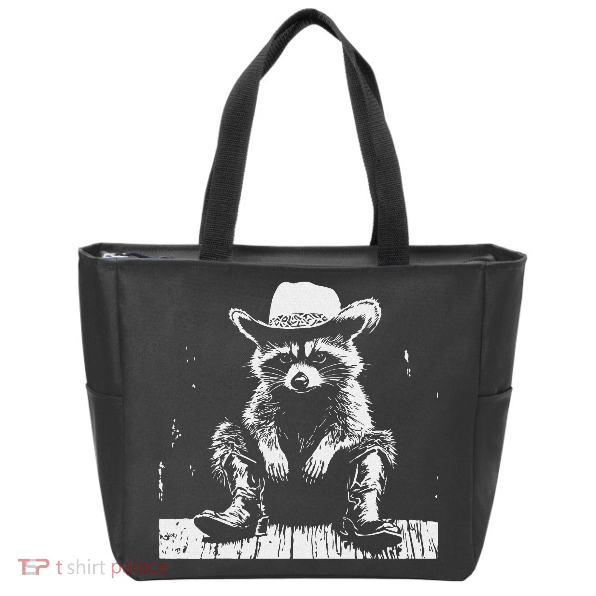 Raccoon Cowboy Western Tote Bag