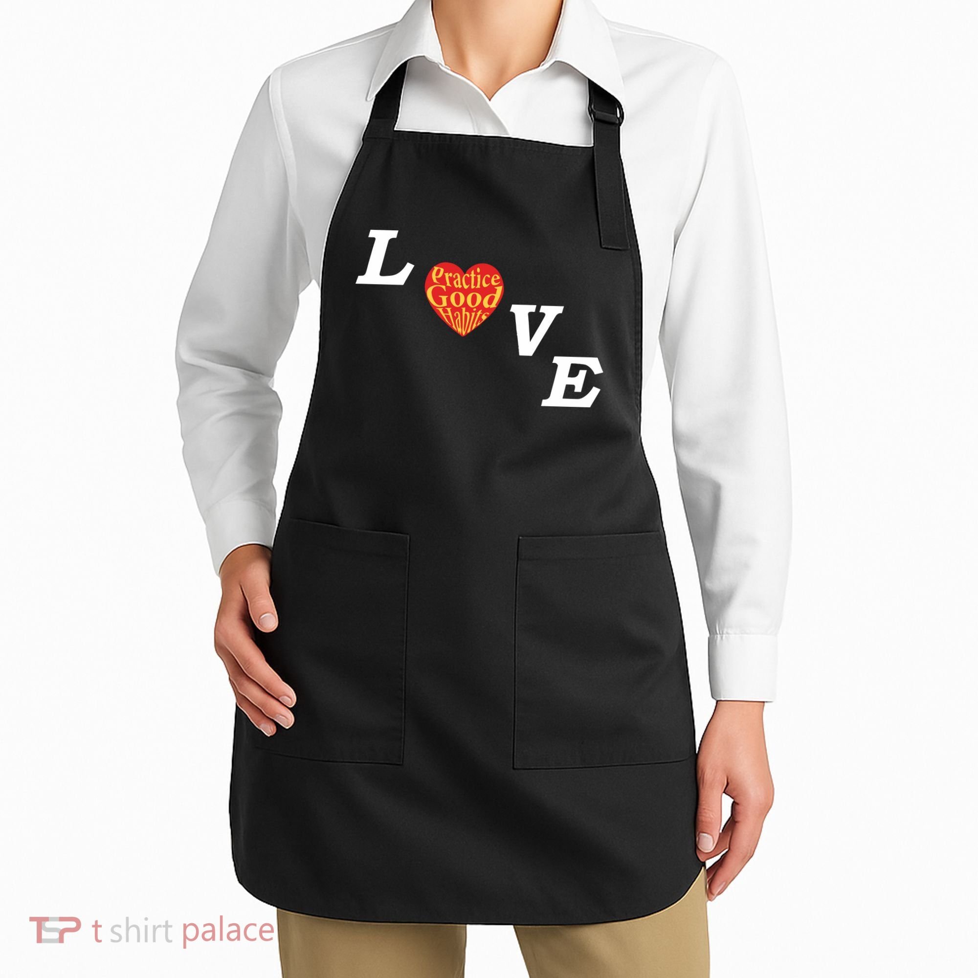 Ryan Clark Wearing Love Practice Good Habits Apron