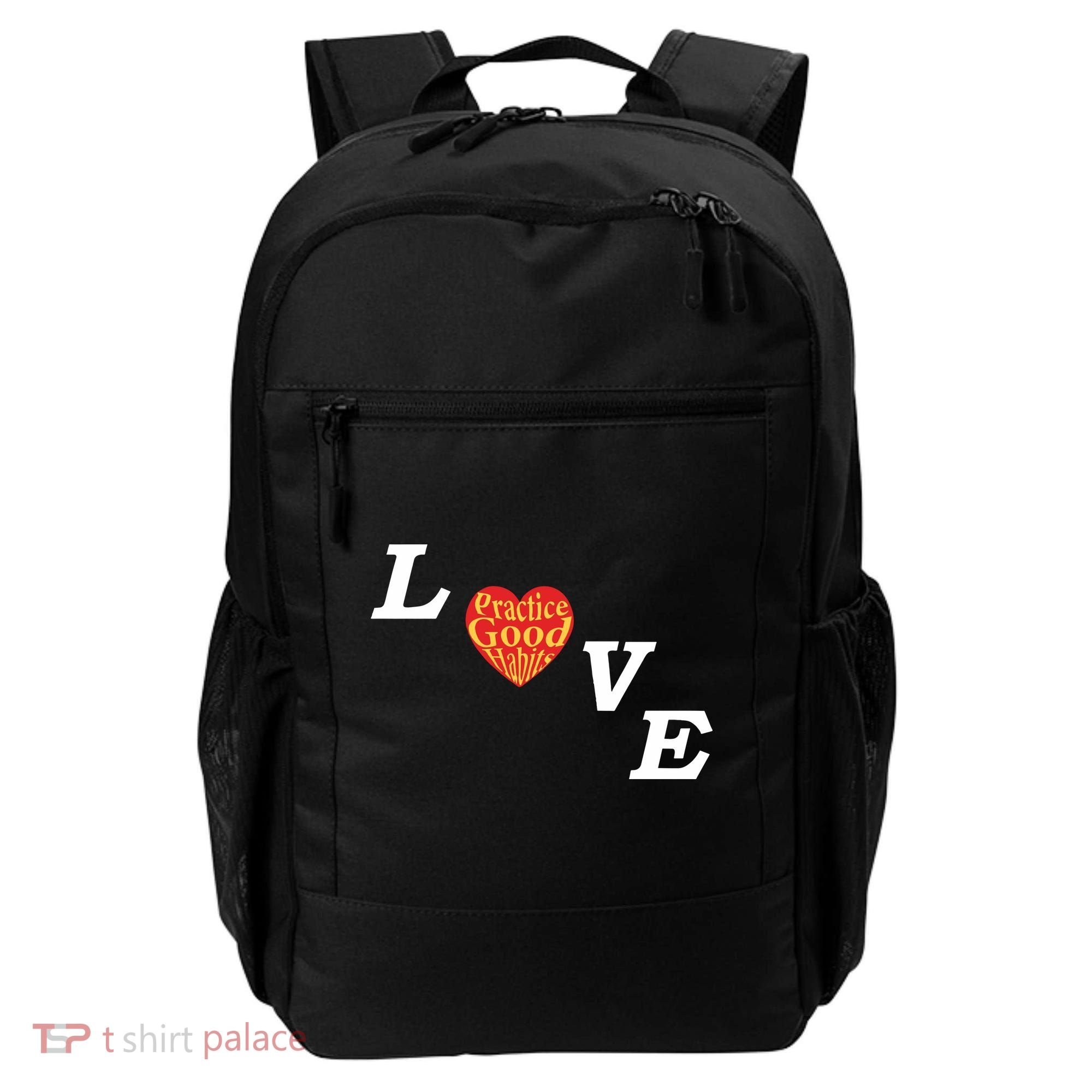 Ryan Clark Wearing Love Practice Good Habits Backpack