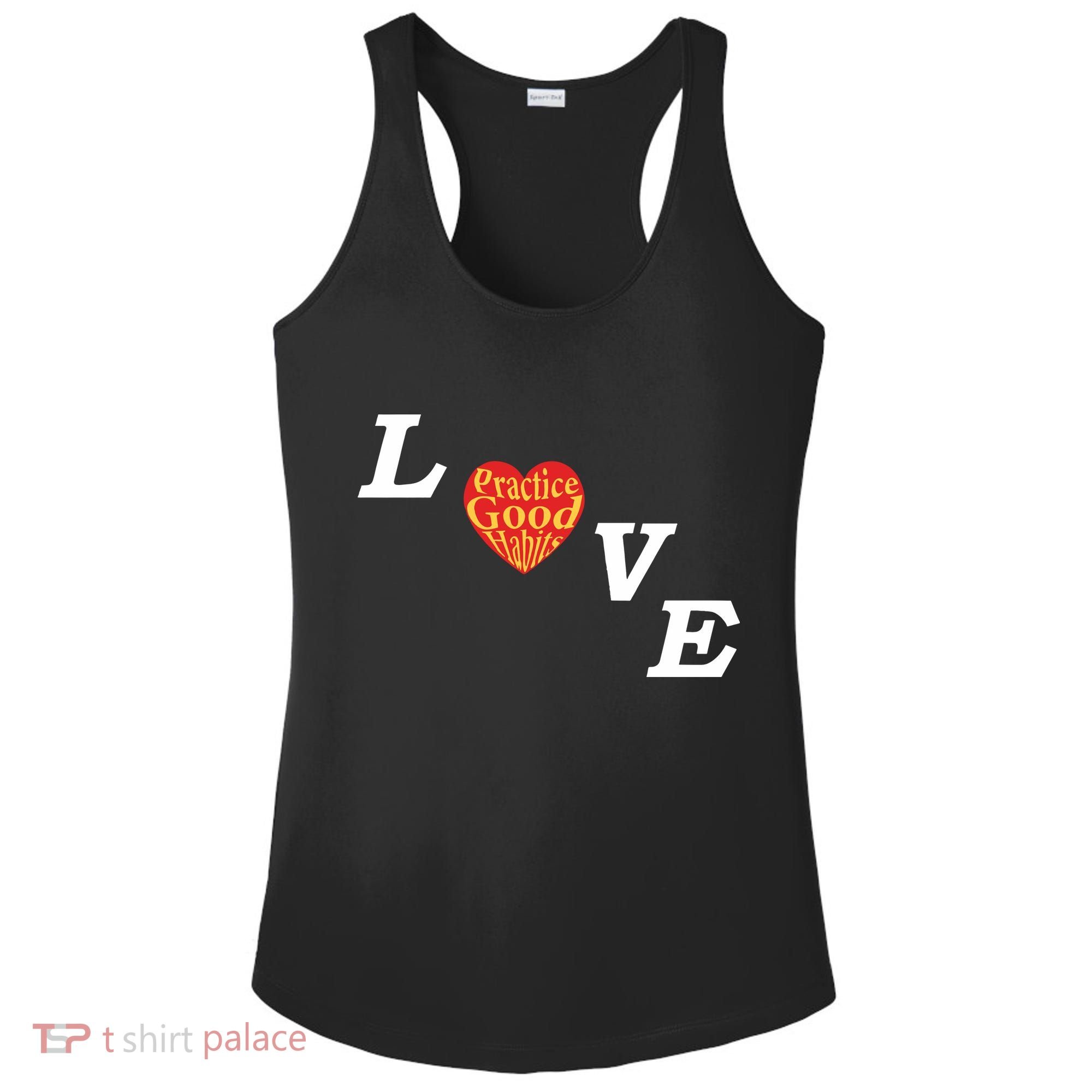 Ryan Clark Wearing Love Practice Good Habits Ladies PosiCharge Competitor Racerback Tank